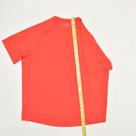 Under Armour Men's T Shirt Short Sleeve Solid Polyester Red Size 2XL Tech Tee - Picture 6 of 8